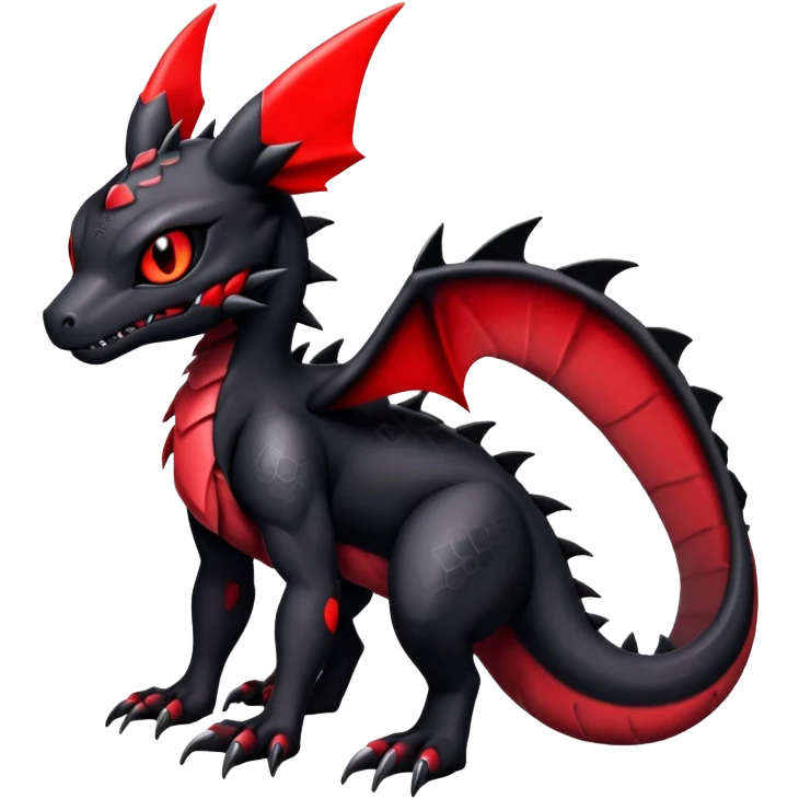 Scaly Cute Badass Gloomy Dark Guilmon-Salandit-Umbreon-Fakémon-hybrid-creature (full body)  emoji