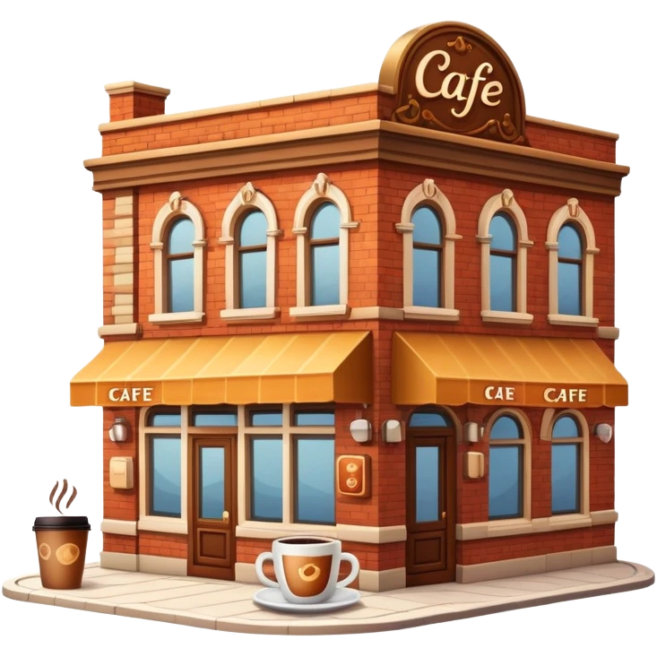 cafe building with coffee cup sign emoji