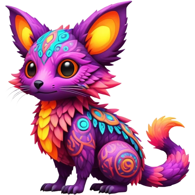 futuristic lush warm-colored neon-colored Fakémon-Trico-creature emoji