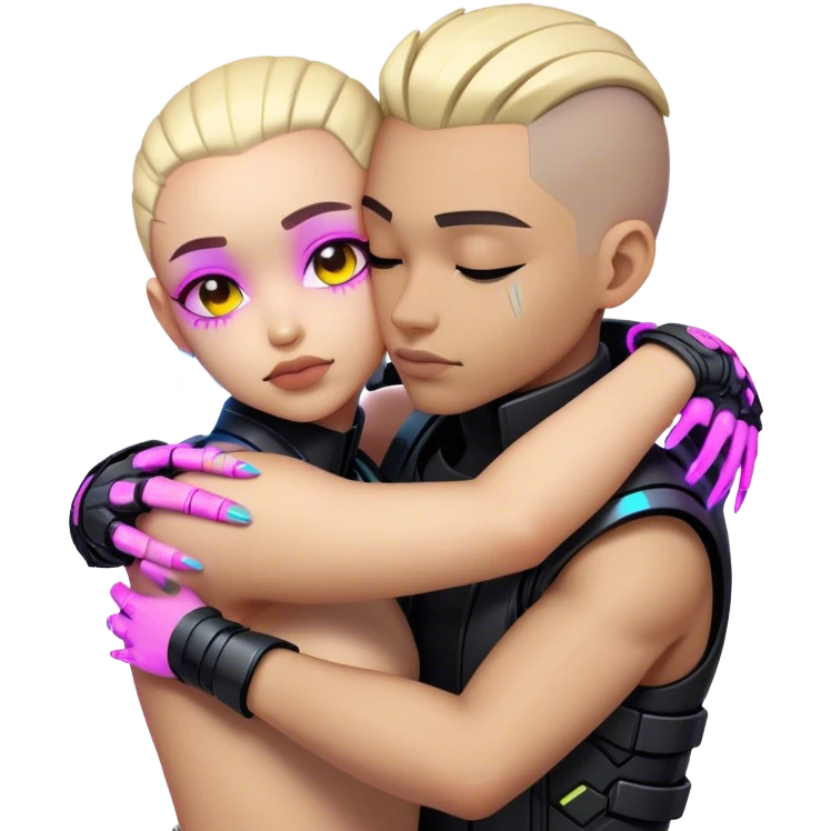 neon cyberpunk style hug emoji