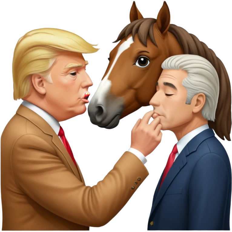 Donald trump and Jeffery Epstein kissing a horse named bubba emoji