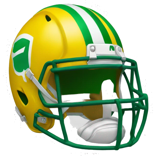 A yellow football helmet with a green outline  emoji