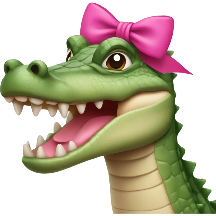 crocodile with pink bow on head  emoji