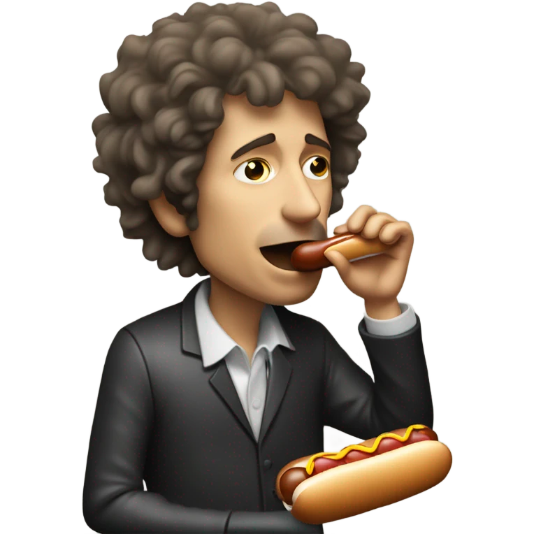 Bob Dylan eating a hot dog out of his harmonica holder emoji