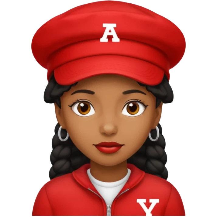 black girl wearing red hat with white ΔΣΘ letters on it emoji