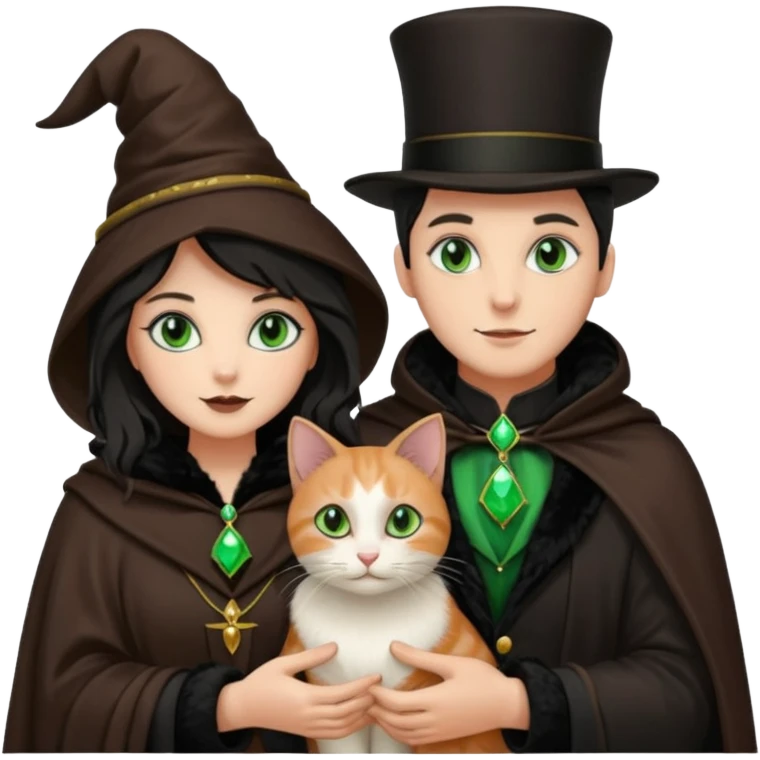 magician couple and their pet cat emoji