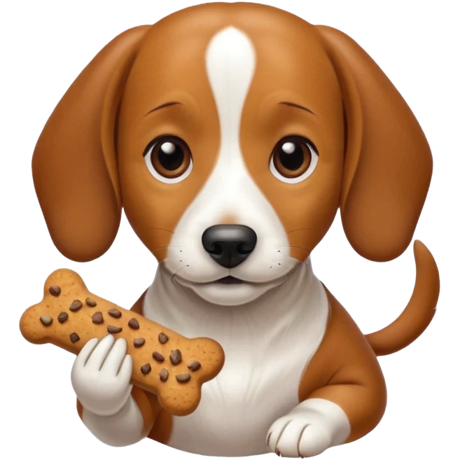 beagle dachshund mix with a treat emoji