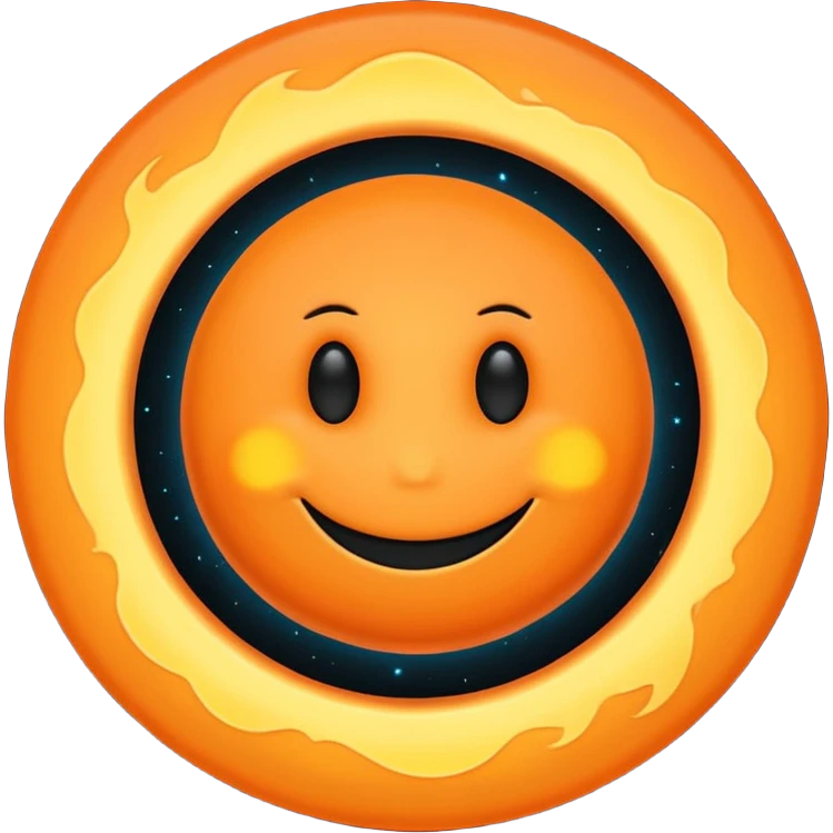 make a blackhole, accretion disk and all, with an orange smiley face emoji