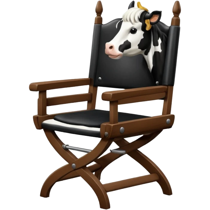 Director's chair from the back with a Friesan cow sitting in it emoji