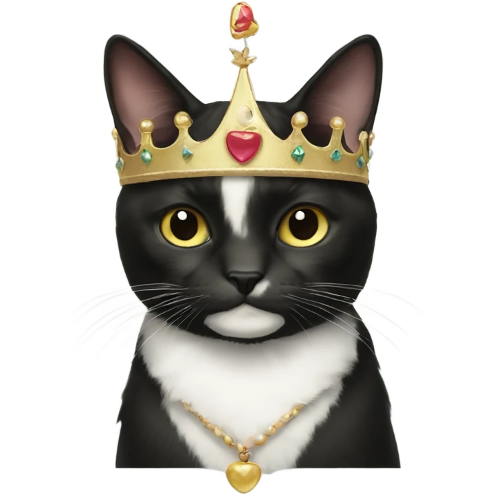 Tuxedo cat wearing a crown  emoji