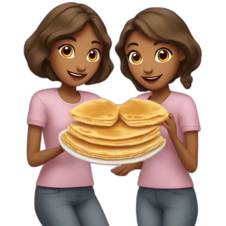 2 girls with crepes emoji