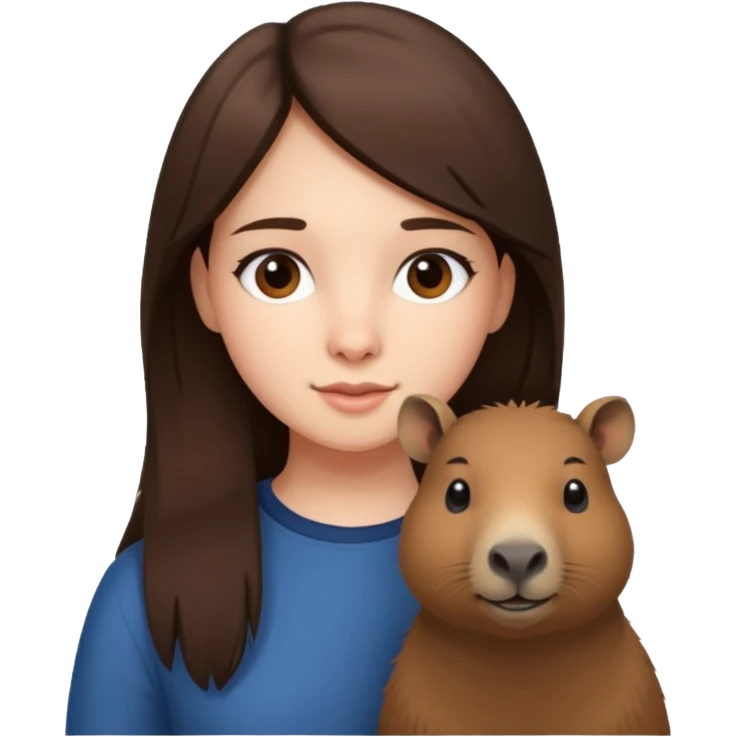 brunette girl with capybara  emoji