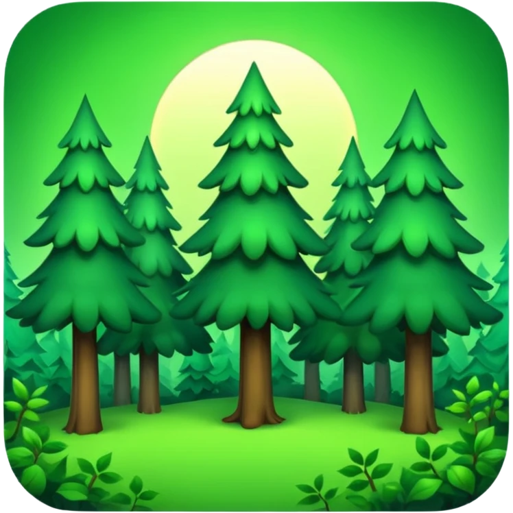 جنگلی که درختان پر پشتش از خود نور سبز دارند emoji