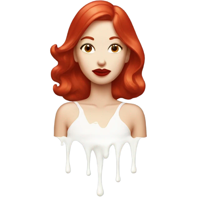 Red hair Lipstick Face covered in milk liquid emoji