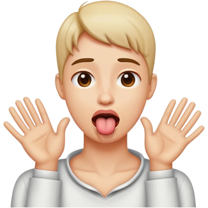 Person hands around neck and sticking tongue out  emoji