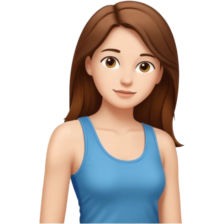 Adult woman, wearing a sleeveless tank top, relaxed posture
 emoji