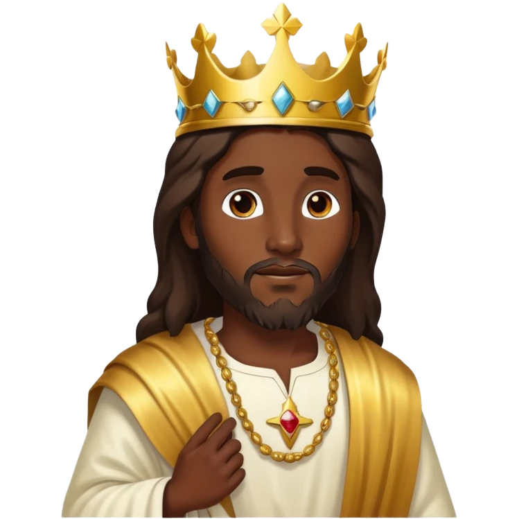 Dark skin christ Jesus with a gold crown walking  emoji