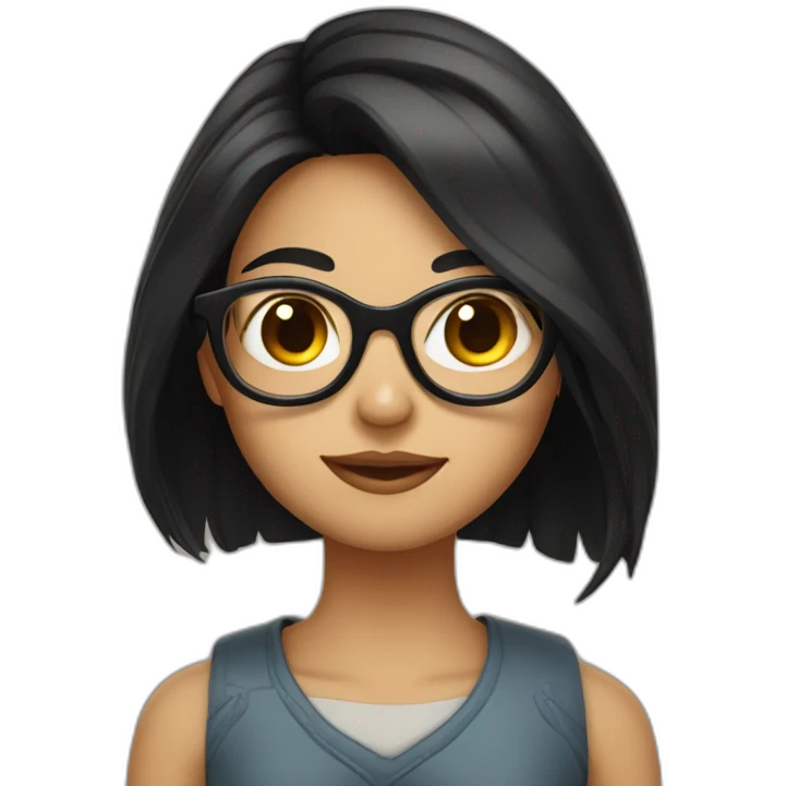 Girl with very long black hair wearing glasses  emoji