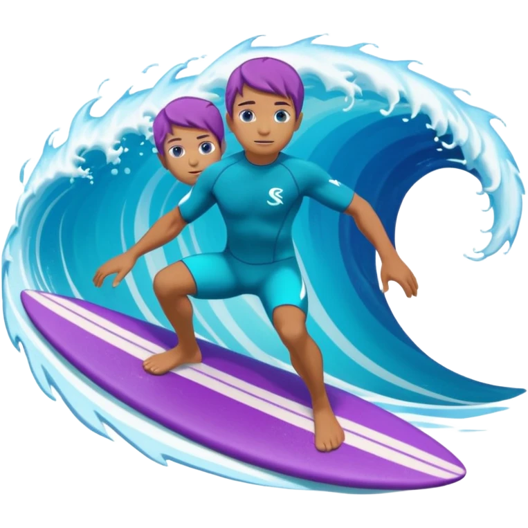 glitter surfer purple surf in wave ocean cian emoji
