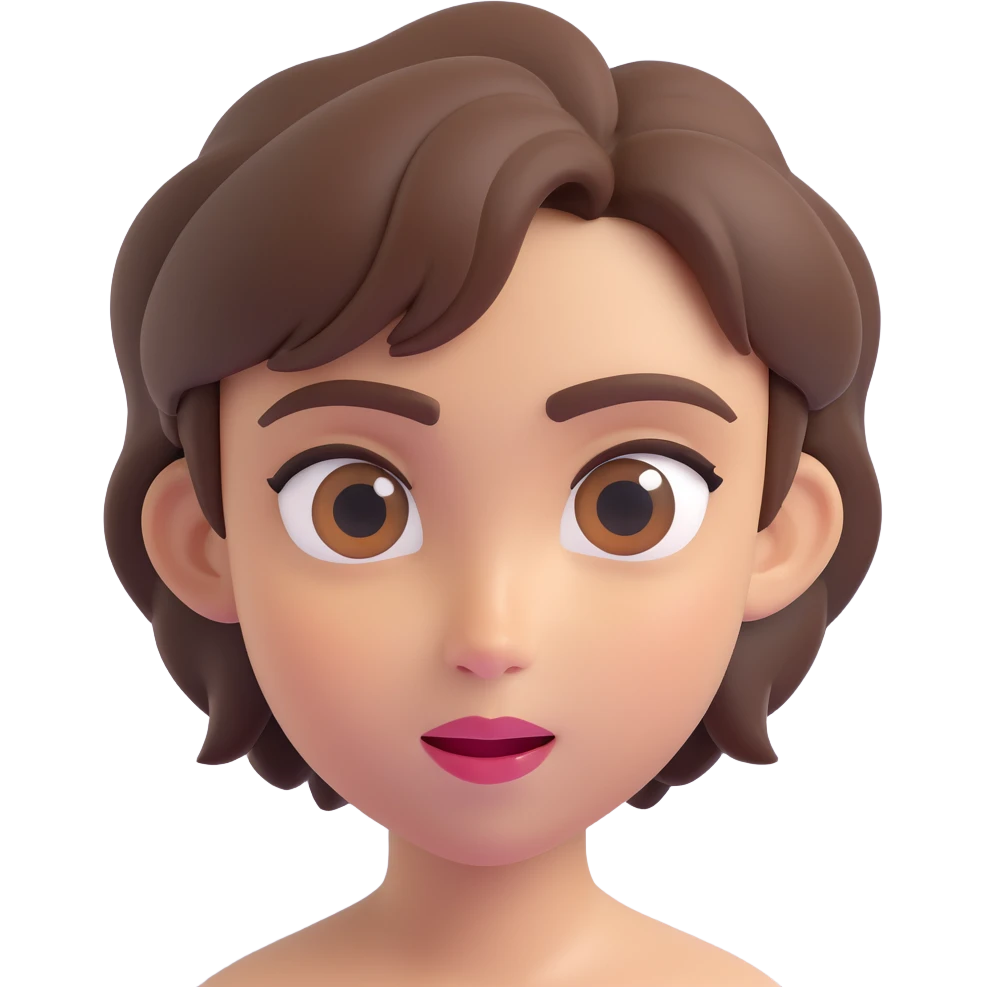 apple-style 3D emoji of a young person with short tousled brown hair, smooth skin, big expressive eyes, winking, soft shadows, glossy plastic texture, bright pastel colors, fun cartoonish look, head centered, neutral background emoji