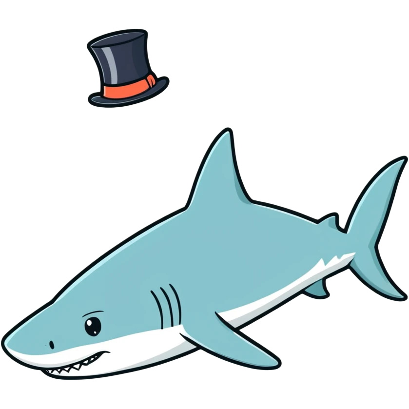 Shark with a top hat emoji