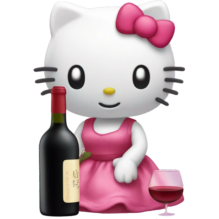 Hello Kitty with wine  emoji