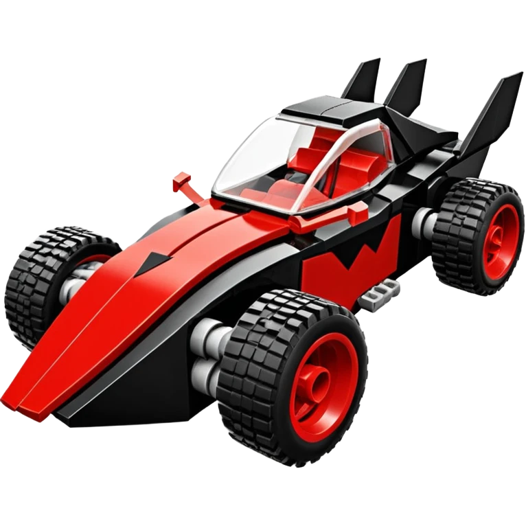  the animated series aerodynamic Lego futuristic Venom Batmobile loosely based on 1936 freightliner school bus (flat long straight organically-shaped mechanical body) stealthy town hot rod desert dirt racing rwd buggy  emoji