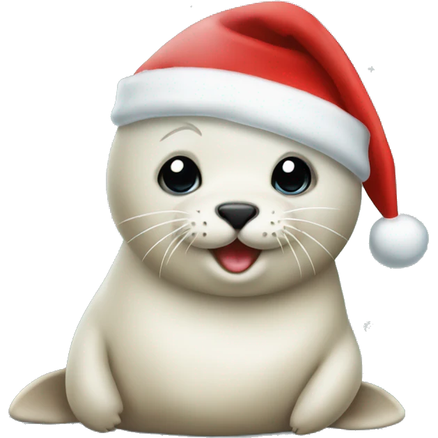 baby seal with christmas hat emoji