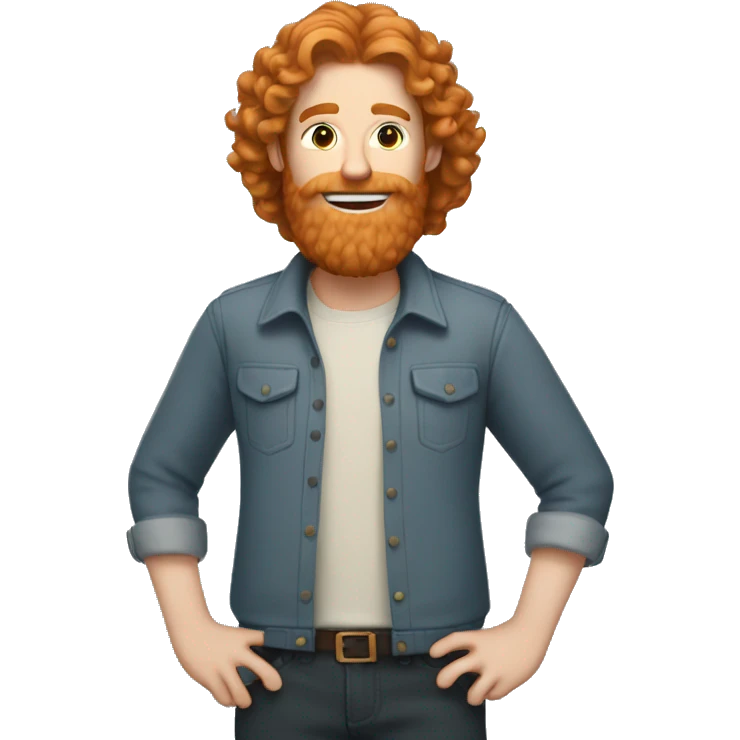 Ginger man with long curly hair and beard  emoji