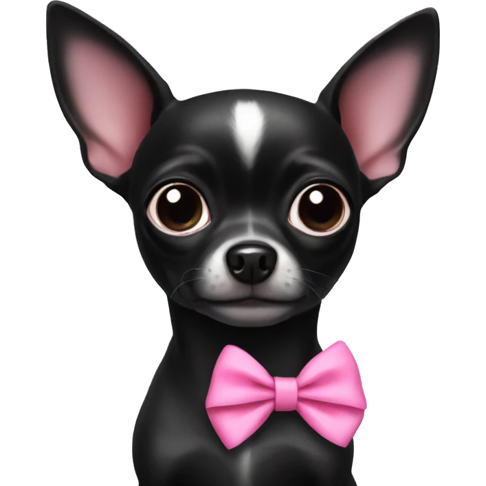 Black chihuahua with pink bow emoji