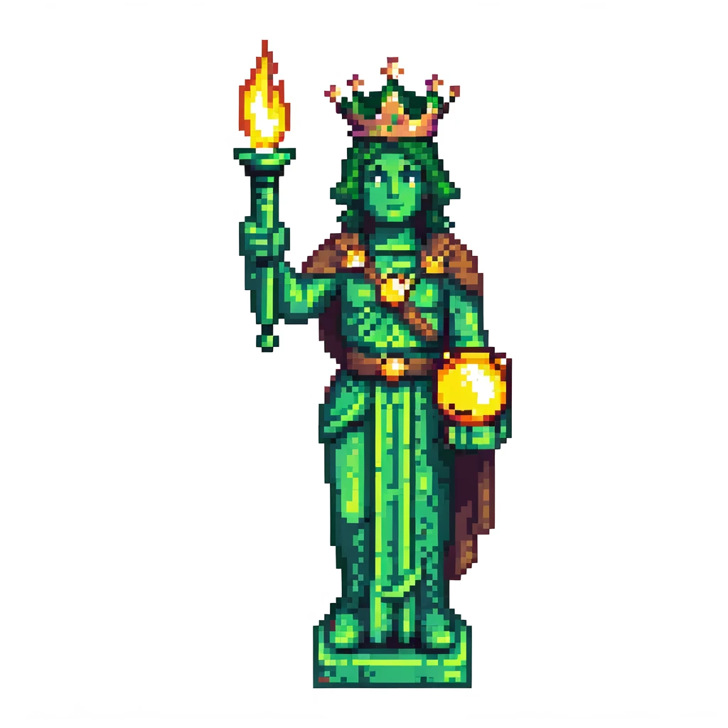 Statue of Liberty, green statue with crown and torch emoji