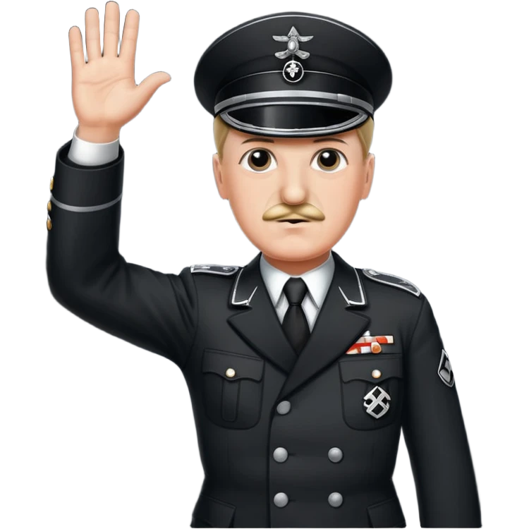 Hitler raising one hand straight out like a Sieg Hail salute in Black SS uniform  emoji
