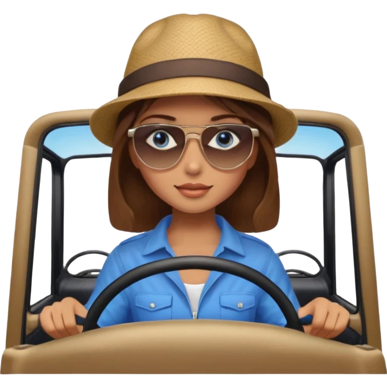 girl in a jeep, blue eyes and brown hair emoji