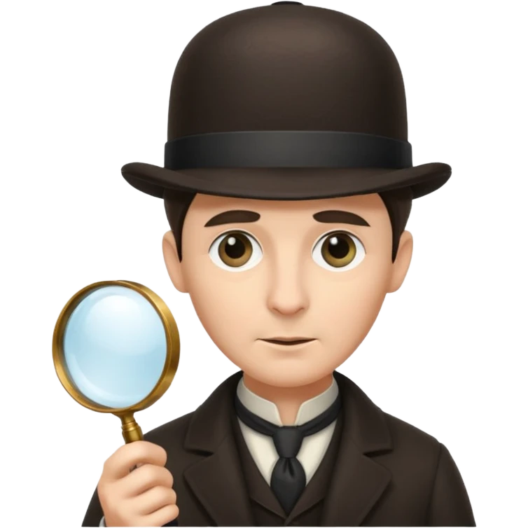 Sherlock Holmes in a bowler hat and with a magnifying glass emoji