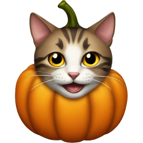 a cat in a halloween pumpkin emoji