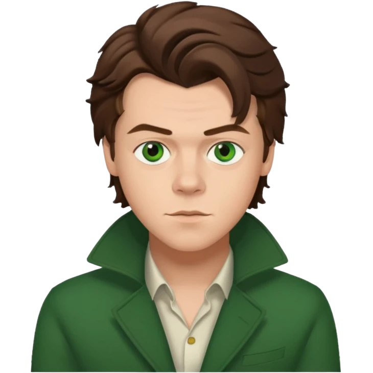 Harry Styles with green eyes emoji