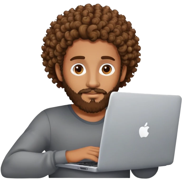 BROWN MAN WITH CURLY HAIR AND BEARD WITH A LAPTOP emoji
