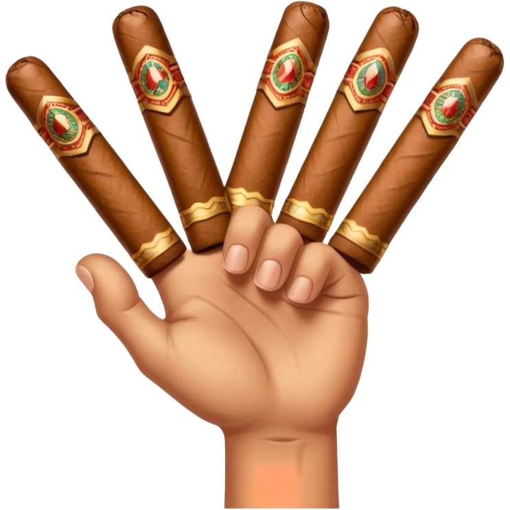 a hand holding lots of cigars emoji