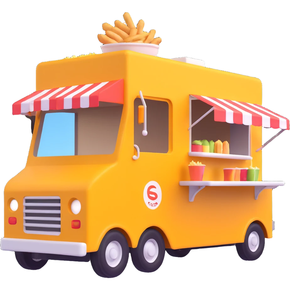generate me a 3D shaorma food truck red emoji