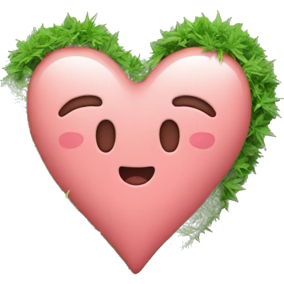 Heart and blush with weed  emoji