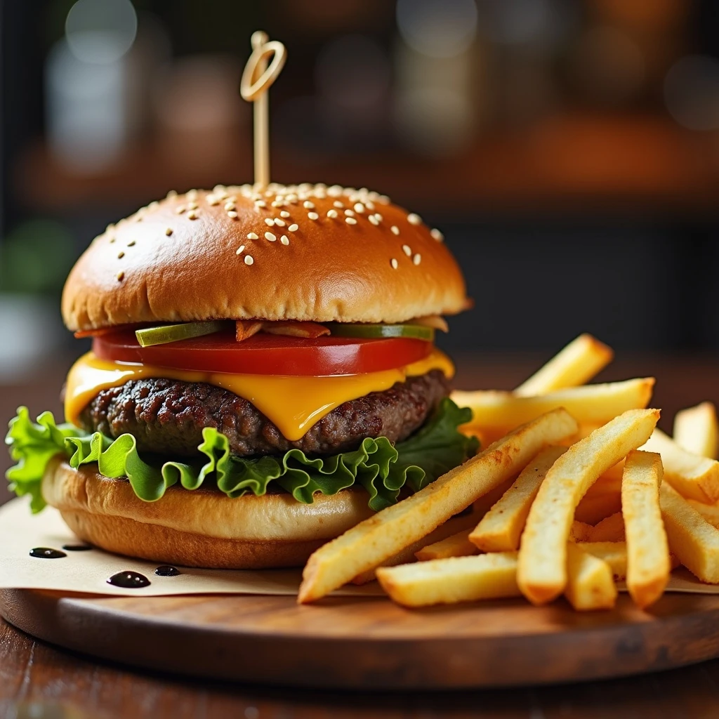 burger and fries emoji