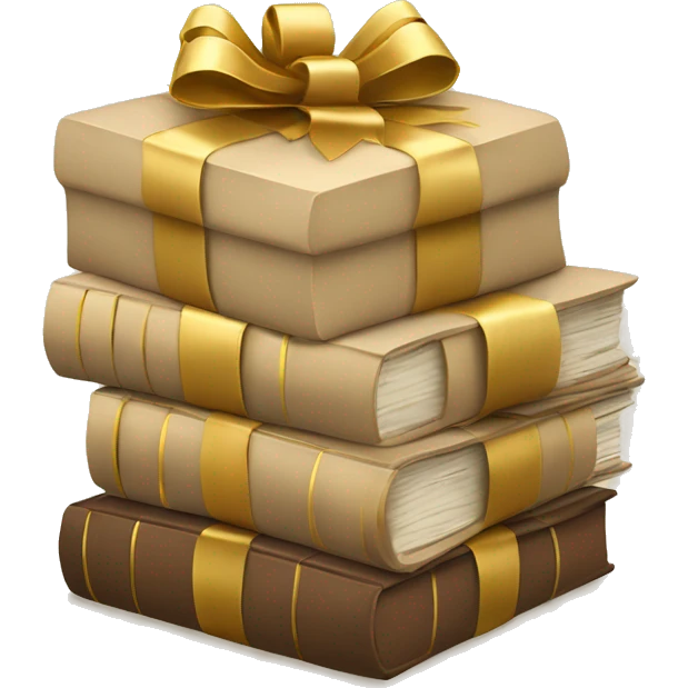 beige books stacked up and tied together by a golden bow emoji
