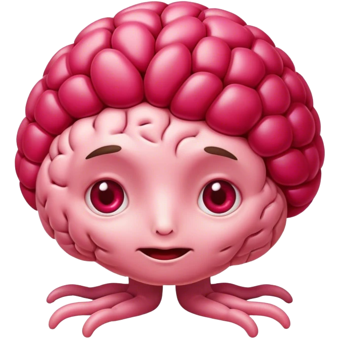 A friendly raspberry brain, realistc emoji