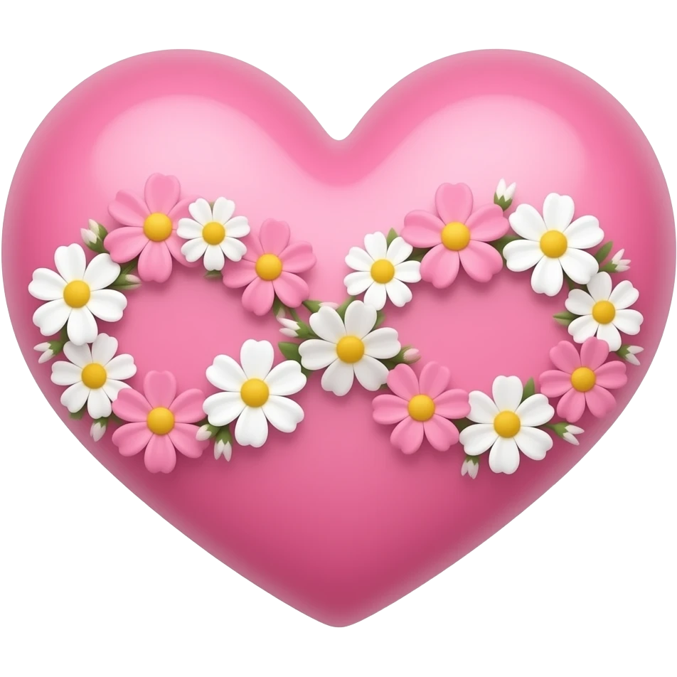 pink heart and infinity symbol together somehow with flowers emoji