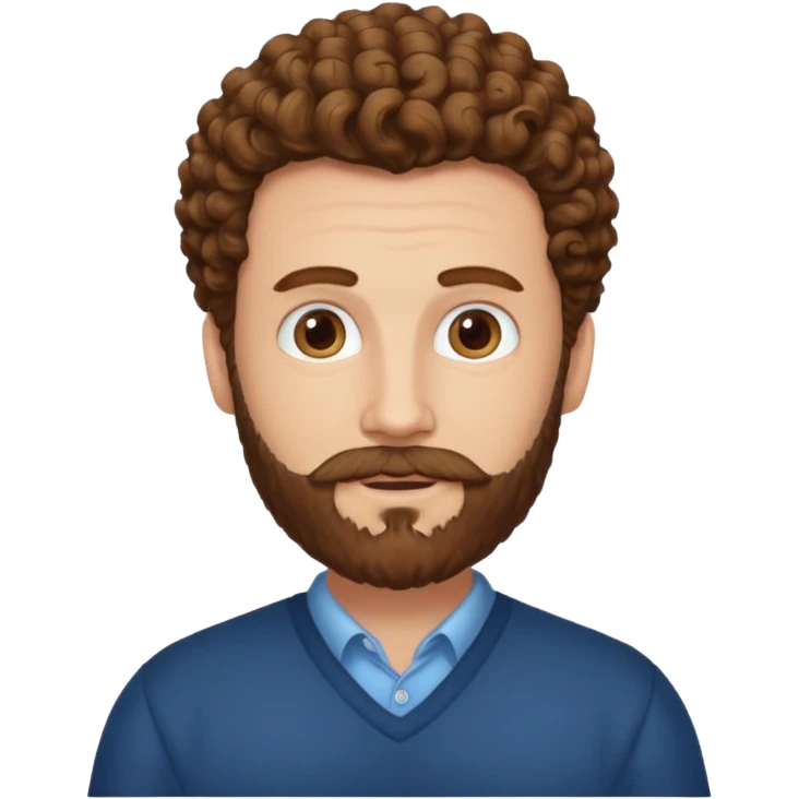 Create a white man with curly brown hair and  Van Dyke lawer emoji