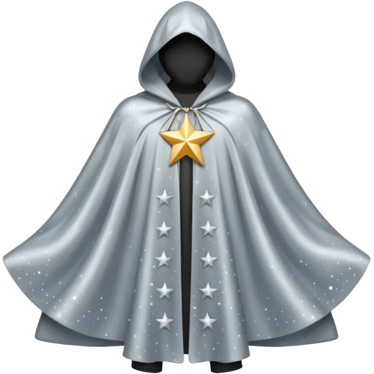 a fantasy  magic, silver color with star pattern cloak emoji