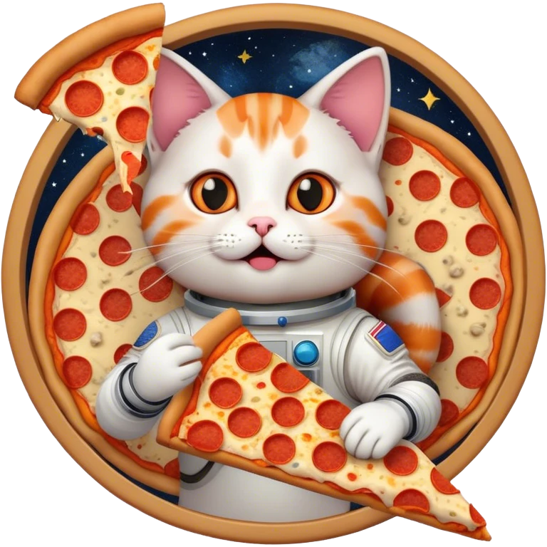 cat eating pizza in space emoji