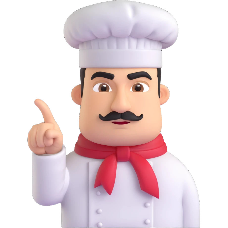 chef with stern eyebrows, pointing directly at the viewer, drill sergeant attitude emoji