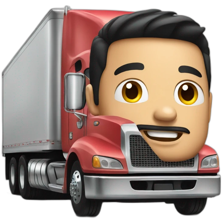Big rig 18 wheeler truck with Asian man emoji