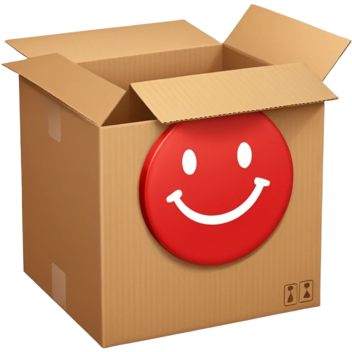 simbolo de prohibido y que esté tachando una caja de cartón de un paquete enviado emoji